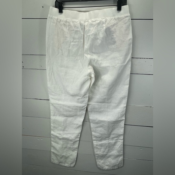 J.Jill LOVE LINEN Pants White Elastic Waist Pockets Straight Leg in White Size S - Picture 2 of 8